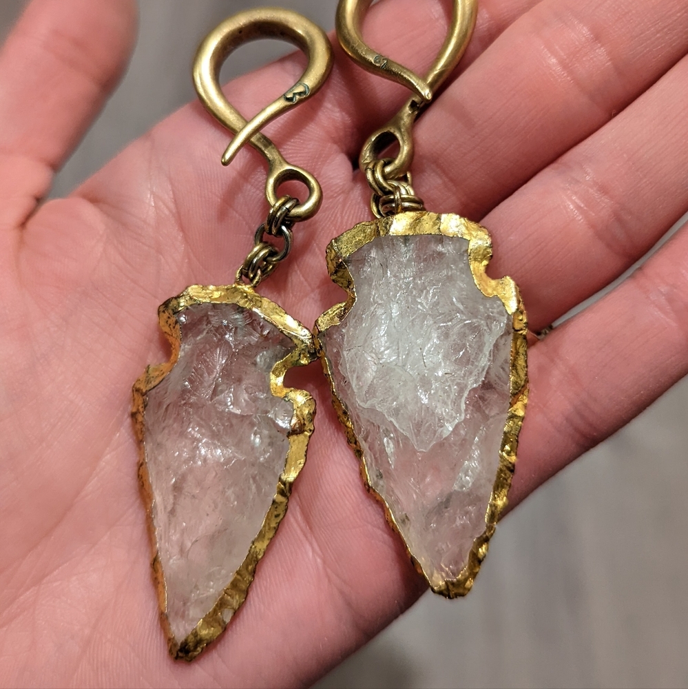 Quartz Arrow Head Brass Weight Hangers Oracle